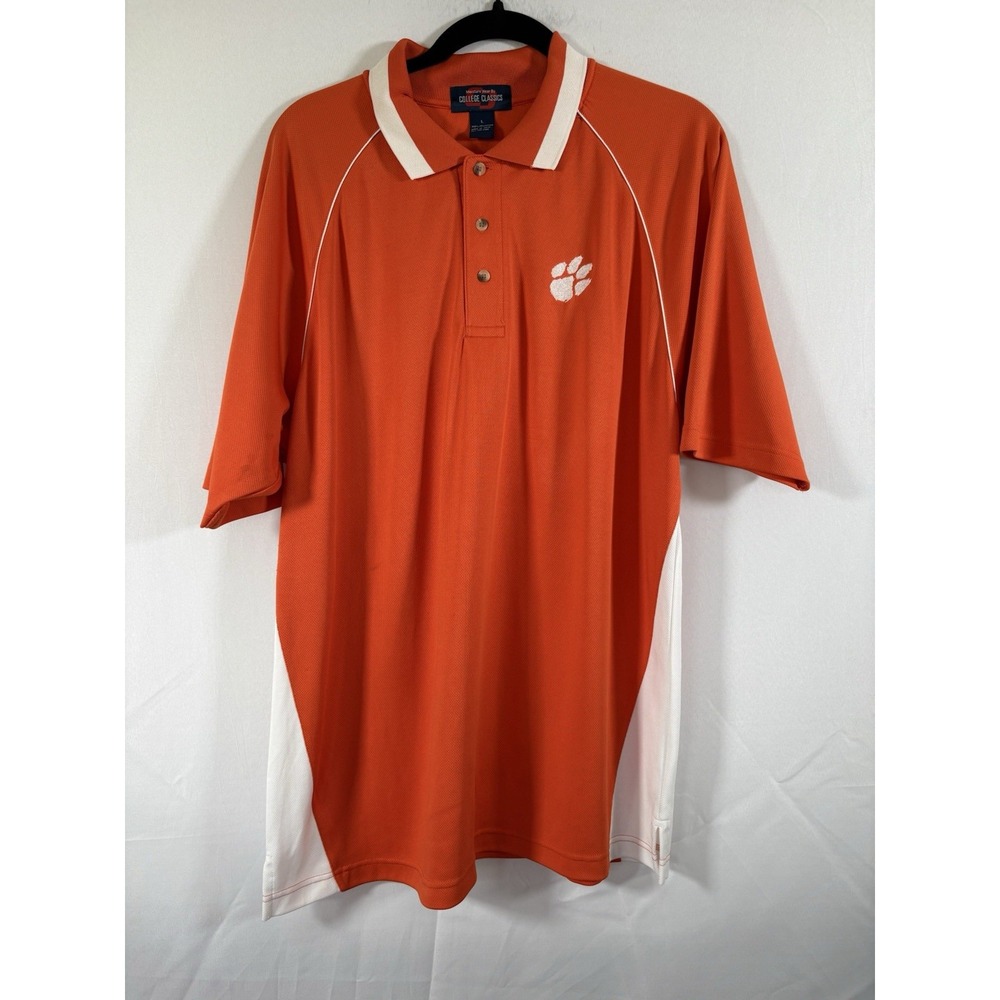 College Classics polo shirt size L clemson tigers polyester football golf